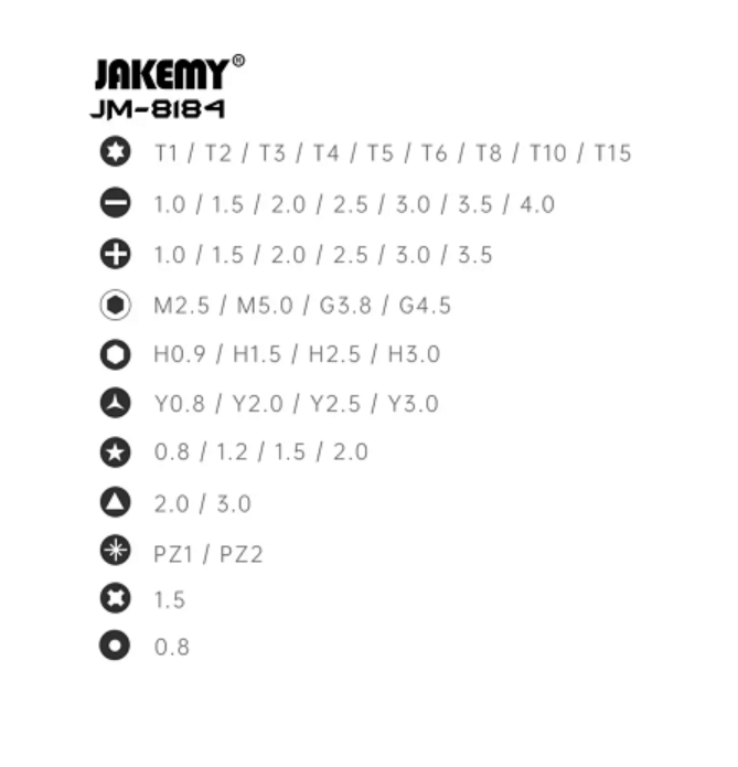 Jakemy JM-8184 47 in 1 Precisie Schroefbitset in Tas