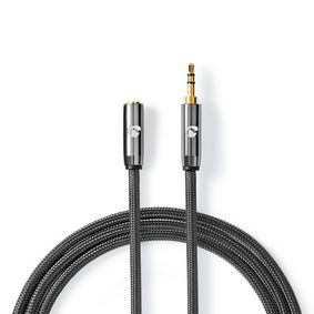 Stereo Audiokabel 3.5mm Jack Verlengkabel 2m Verguld Grijs