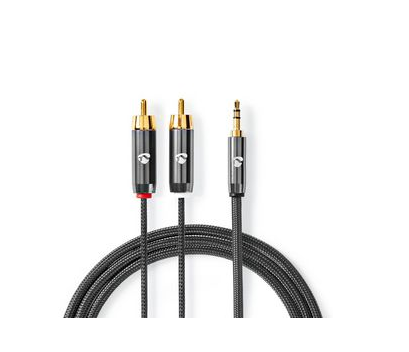 Nedis Jack naar 2x RCA / Tulp Kabel verguld 3 Meter