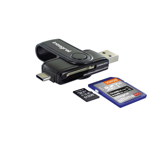 Integral Dual-Slot SD/MicroSD naar USB 3.1/USB-C Kaartlezer