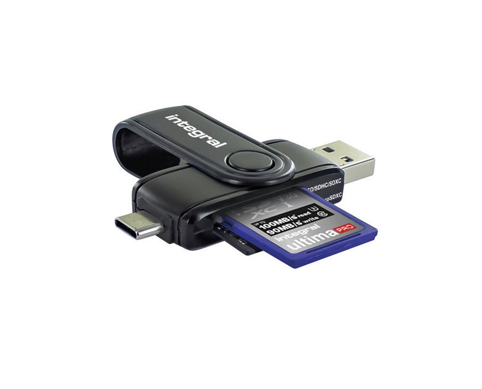 Integral Dual-Slot SD/MicroSD naar USB 3.1/USB-C Kaartlezer