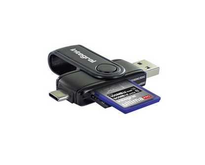 Integral Dual-Slot SD/MicroSD naar USB 3.1/USB-C Kaartlezer