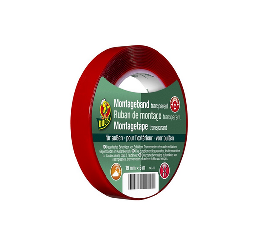 Duck montagetape – buiten – 19 mm x 5 m – transparant